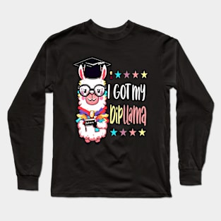 Funny Graduate Llama Graduating School I Got My Dipllama Long Sleeve T-Shirt